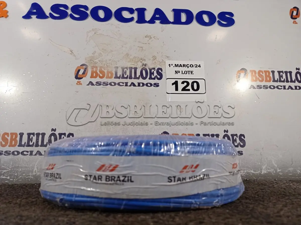 LOTE 120 - 01 ROLO DE CABO FLEXÍVEL 100M 1X4MM NA COR AZUL (NOVO). (NO ESTADO) ATENÇÃO! FAZER A VISITAÇÃO ANTES DE ARREMATAR, NÃO SABEMOS SE FUNCIONA. LEILÃO NÃO TEM GARANTIA E NEM DEVOLUÇÃO, SUJEITO A POSSÍVEIS AVARIAS VISÍVEIS/OCULTAS E/OU AUSÊNCIA DE COMPONENTES.