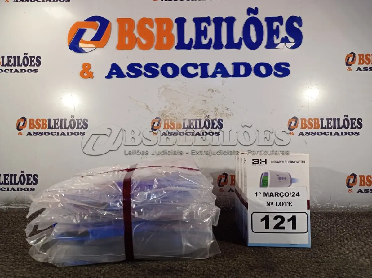 LOTE 121 - 04 TERMÔMETROS DIGITAL E 10 MASCARAS DE PROTEÇÃO. (NO ESTADO) ATENÇÃO! FAZER A VISITAÇÃO ANTES DE ARREMATAR, NÃO SABEMOS SE FUNCIONA. LEILÃO NÃO TEM GARANTIA E NEM DEVOLUÇÃO, SUJEITO A POSSÍVEIS AVARIAS VISÍVEIS/OCULTAS E/OU AUSÊNCIA DE COMPONENTES.