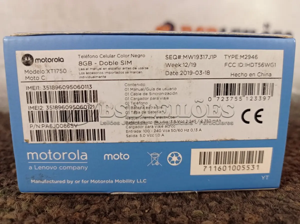 LOTE 076 - 01 CELULAR MOTO “C” 8BG. (NO ESTADO) ATENÇÃO! FAZER A VISITAÇÃO ANTES DE ARREMATAR, NÃO SABEMOS SE FUNCIONA. LEILÃO NÃO TEM GARANTIA E NEM DEVOLUÇÃO, SUJEITO A POSSÍVEIS AVARIAS VISÍVEIS/OCULTAS E/OU AUSÊNCIA DE COMPONENTES.