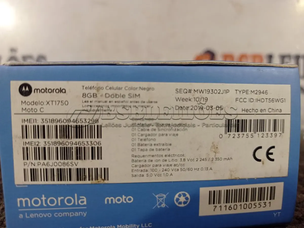 LOTE 066 - 01 CELULAR MOTO “C” 8BG. (NO ESTADO) ATENÇÃO! FAZER A VISITAÇÃO ANTES DE ARREMATAR, NÃO SABEMOS SE FUNCIONA. LEILÃO NÃO TEM GARANTIA E NEM DEVOLUÇÃO, SUJEITO A POSSÍVEIS AVARIAS VISÍVEIS/OCULTAS E/OU AUSÊNCIA DE COMPONENTES.