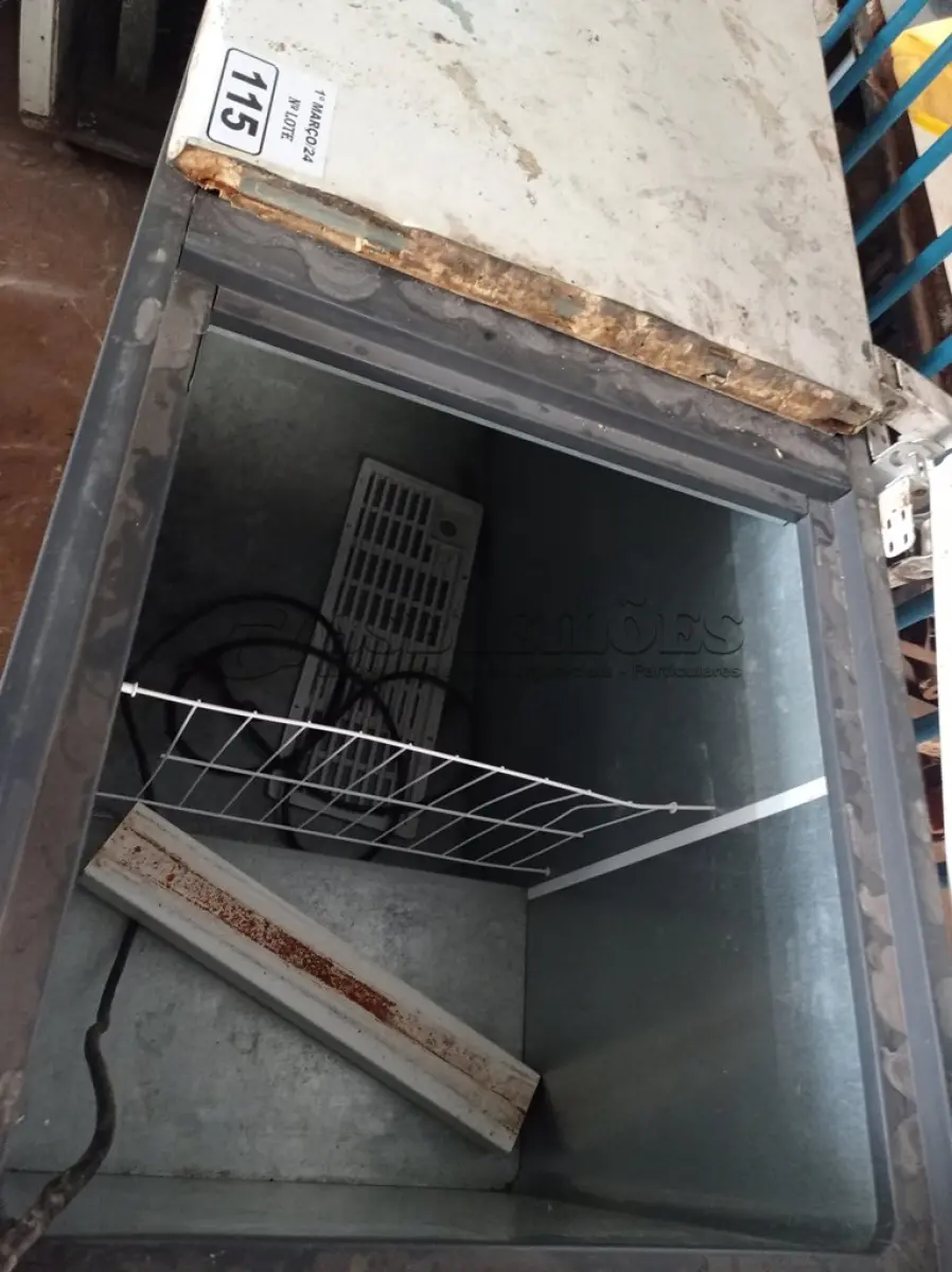LOTE 115 - 01 FREEZER HORIZONTAL 02 TAMPAS 220V. (NO ESTADO) ATENÇÃO! FAZER A VISITAÇÃO ANTES DE ARREMATAR, NÃO SABEMOS SE FUNCIONA. LEILÃO NÃO TEM GARANTIA E NEM DEVOLUÇÃO, SUJEITO A POSSÍVEIS AVARIAS VISÍVEIS/OCULTAS E/OU AUSÊNCIA DE COMPONENTES.