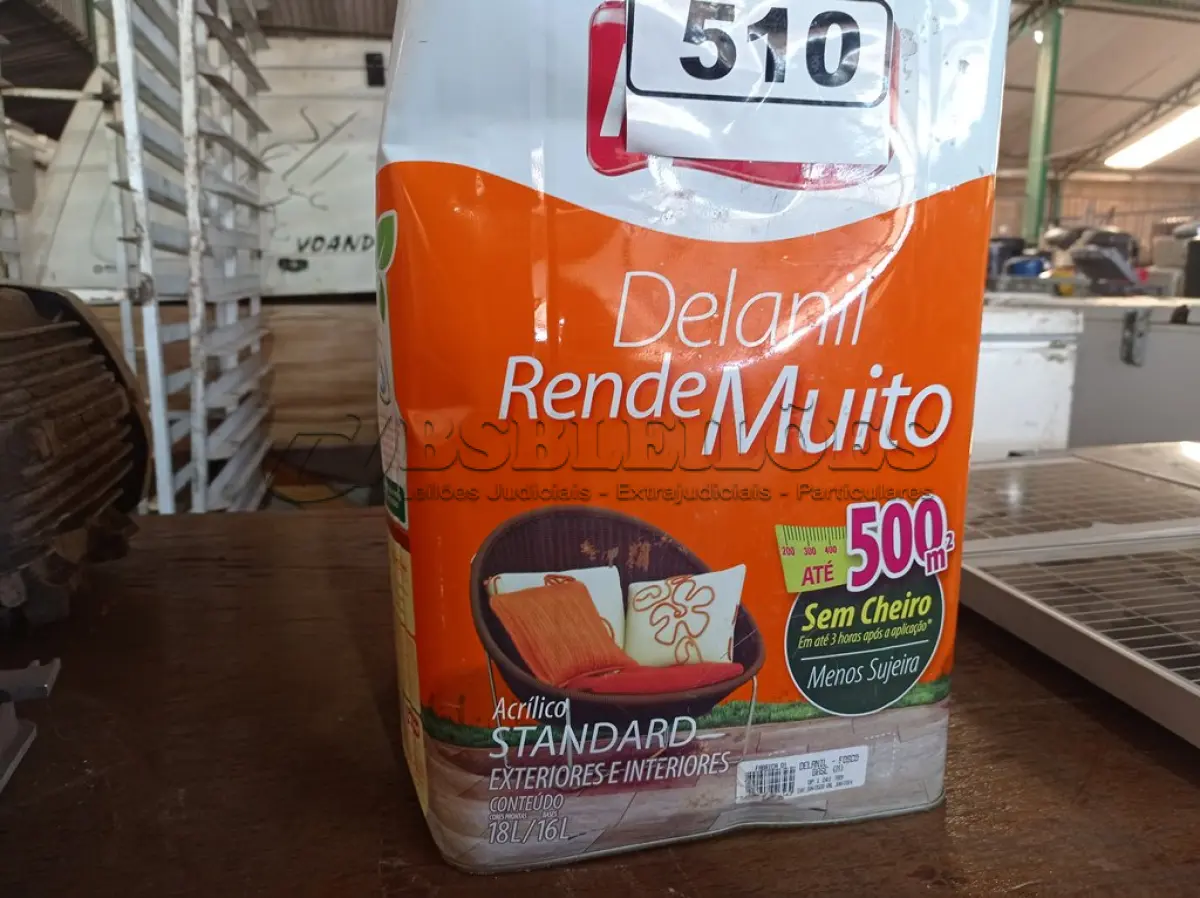 LOTE 510 - 01 LATA DE TINTA IQUINE PINTALAR FOSCO 18L. (NO ESTADO) ATENÇÃO! FAZER A VISITAÇÃO ANTES DE ARREMATAR, NÃO SABEMOS SE FUNCIONA. LEILÃO NÃO TEM GARANTIA E NEM DEVOLUÇÃO, SUJEITO A POSSÍVEIS AVARIAS VISÍVEIS/OCULTAS E/OU AUSÊNCIA DE COMPONENTES.