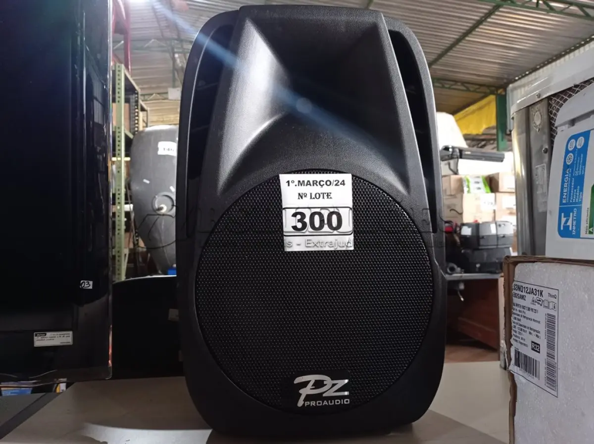 LOTE 300 - 01 CAIXA DE SOM PZ PROPASSIVE PX-12. (NO ESTADO) ATENÇÃO! FAZER A VISITAÇÃO ANTES DE ARREMATAR, NÃO SABEMOS SE FUNCIONA. LEILÃO NÃO TEM GARANTIA E NEM DEVOLUÇÃO, SUJEITO A POSSÍVEIS AVARIAS VISÍVEIS/OCULTAS E/OU AUSÊNCIA DE COMPONENTES.