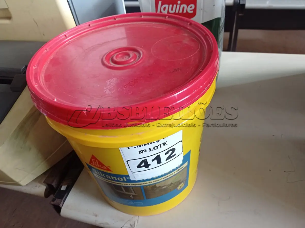 LOTE 412 - 01 BALDE DE SIKANOL ALVENARIA, ADITIVO PLASTIFICANTE PARA ARGAMASSA DE ASSENTAMENTO E REBOCO 18L. (NO ESTADO) ATENÇÃO! FAZER A VISITAÇÃO ANTES DE ARREMATAR, NÃO SABEMOS SE FUNCIONA. LEILÃO NÃO TEM GARANTIA E NEM DEVOLUÇÃO, SUJEITO A POSSÍVEIS AVARIAS VISÍVEIS/OCULTAS E/OU AUSÊNCIA DE COMPONENTES.