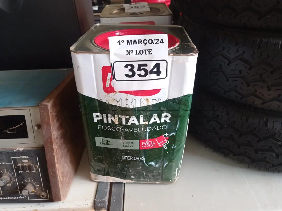 LOTE 354 - 01 LATA DE TINTA IQUINE PINTALAR FOSCO AVELUDADO 18L COR VERDE PISCINA. (NO ESTADO) ATENÇÃO! FAZER A VISITAÇÃO ANTES DE ARREMATAR, NÃO SABEMOS SE FUNCIONA. LEILÃO NÃO TEM GARANTIA E NEM DEVOLUÇÃO, SUJEITO A POSSÍVEIS AVARIAS VISÍVEIS/OCULTAS E/OU AUSÊNCIA DE COMPONENTES.