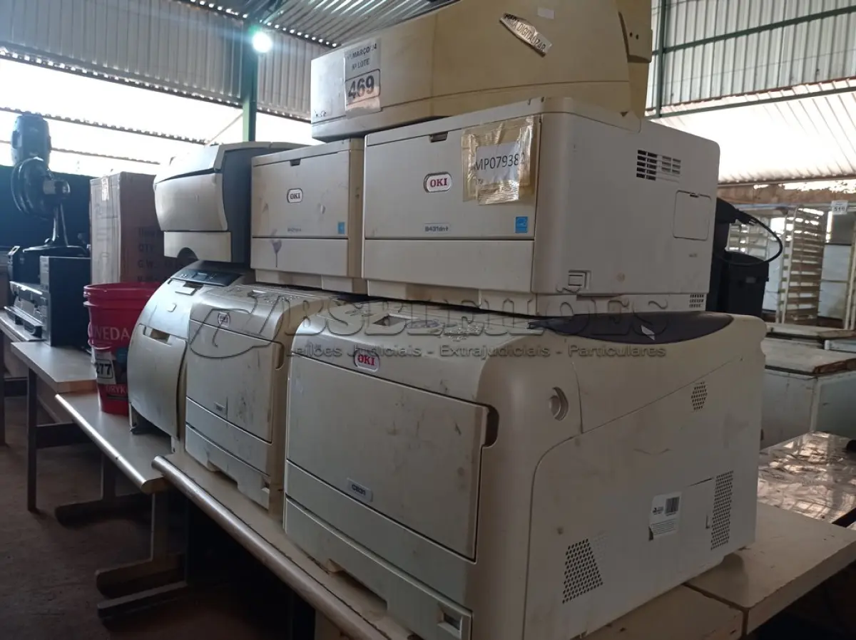 LOTE 469 - 06 IMPRESSORAS E 01 SCANER. (NO ESTADO) ATENÇÃO! FAZER A VISITAÇÃO ANTES DE ARREMATAR, NÃO SABEMOS SE FUNCIONA. LEILÃO NÃO TEM GARANTIA E NEM DEVOLUÇÃO, SUJEITO A POSSÍVEIS AVARIAS VISÍVEIS/OCULTAS E/OU AUSÊNCIA DE COMPONENTES.