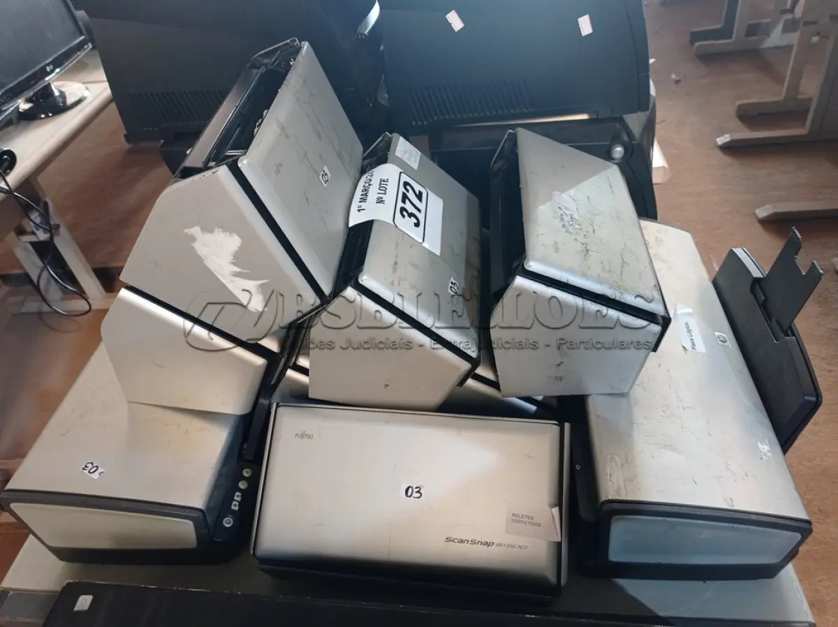 LOTE 372 - 07 SCANNER MARCAS FUJITSU E 02 IMPRESSORAS JATO DE TINTA MARCAS HP. (NO ESTADO) ATENÇÃO! FAZER A VISITAÇÃO ANTES DE ARREMATAR, NÃO SABEMOS SE FUNCIONA. LEILÃO NÃO TEM GARANTIA E NEM DEVOLUÇÃO, SUJEITO A POSSÍVEIS AVARIAS VISÍVEIS/OCULTAS E/OU AUSÊNCIA DE COMPONENTES.