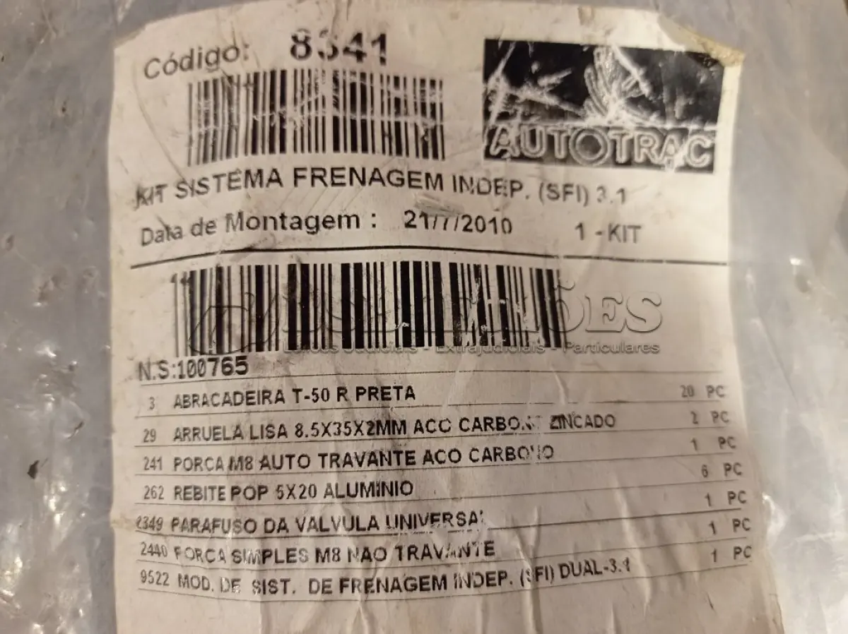 LOTE 254 - 02 KIT’S DE SISTEMA DE FRENAGEM INDEPENDENTE. (NO ESTADO) ATENÇÃO! FAZER A VISITAÇÃO ANTES DE ARREMATAR, NÃO SABEMOS SE FUNCIONA. LEILÃO NÃO TEM GARANTIA E NEM DEVOLUÇÃO, SUJEITO A POSSÍVEIS AVARIAS VISÍVEIS/OCULTAS E/OU AUSÊNCIA DE COMPONENTES.