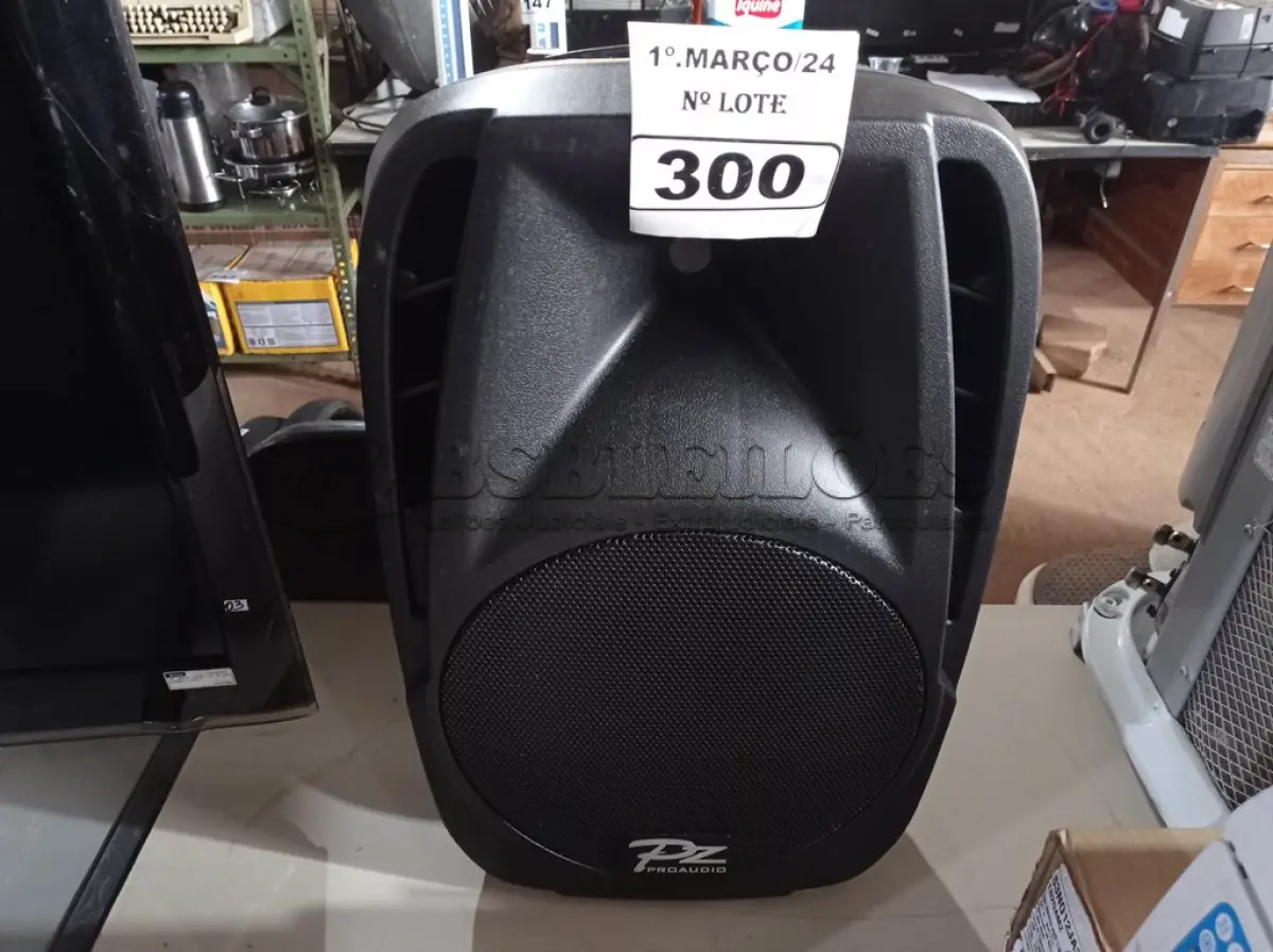 LOTE 300 - 01 CAIXA DE SOM PZ PROPASSIVE PX-12. (NO ESTADO) ATENÇÃO! FAZER A VISITAÇÃO ANTES DE ARREMATAR, NÃO SABEMOS SE FUNCIONA. LEILÃO NÃO TEM GARANTIA E NEM DEVOLUÇÃO, SUJEITO A POSSÍVEIS AVARIAS VISÍVEIS/OCULTAS E/OU AUSÊNCIA DE COMPONENTES.
