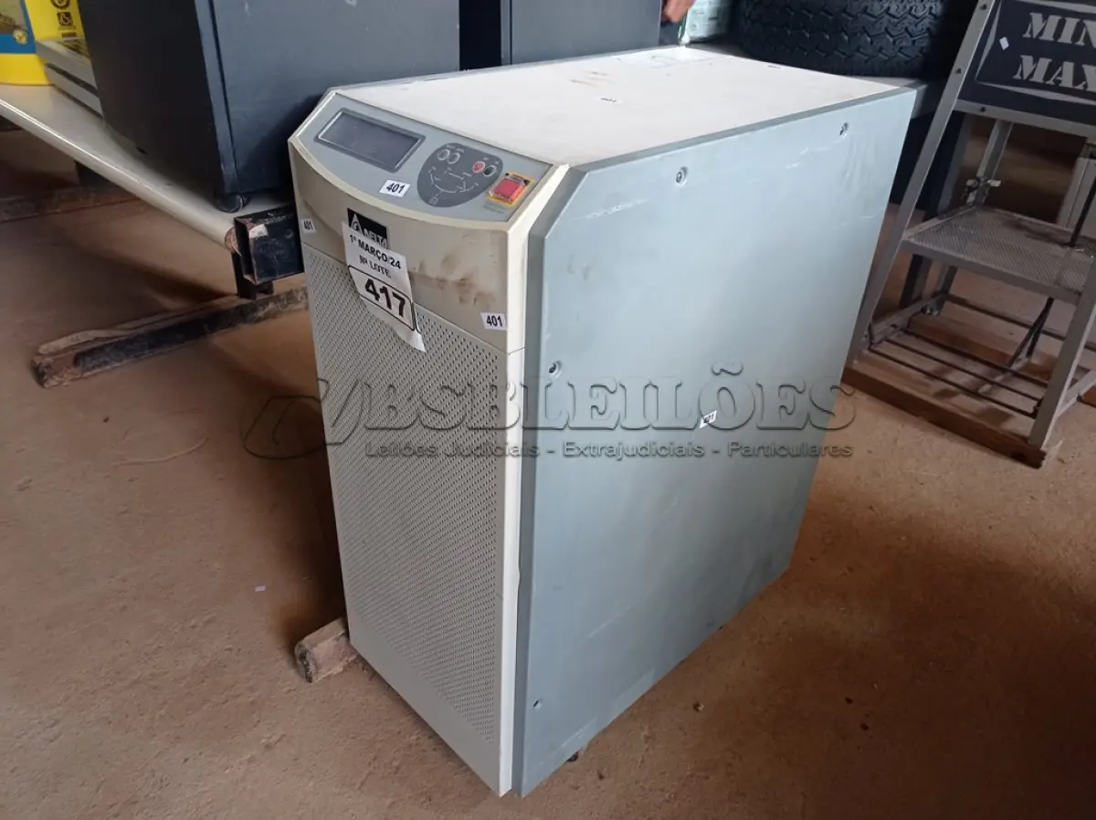 LOTE 417 - 01 NOBREAK MARCA DELTA 20.000VA. (NO ESTADO) ATENÇÃO! FAZER A VISITAÇÃO ANTES DE ARREMATAR, NÃO SABEMOS SE FUNCIONA. LEILÃO NÃO TEM GARANTIA E NEM DEVOLUÇÃO, SUJEITO A POSSÍVEIS AVARIAS VISÍVEIS/OCULTAS E/OU AUSÊNCIA DE COMPONENTES.