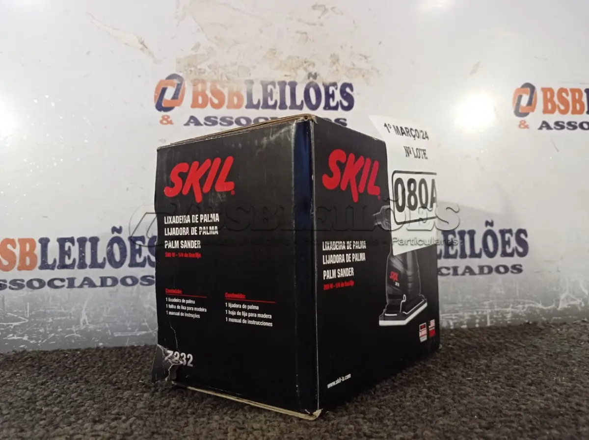 LOTE 080 - 01 LIXADEIRA ORBITAL DE PALMA 7232 200W-1/4 DE LIXA 220V MARCA SKIL. (NOVO) (NO ESTADO) ATENÇÃO! FAZER A VISITAÇÃO ANTES DE ARREMATAR, NÃO SABEMOS SE FUNCIONA. LEILÃO NÃO TEM GARANTIA E NEM DEVOLUÇÃO, SUJEITO A POSSÍVEIS AVARIAS VISÍVEIS/OCULTAS E/OU AUSÊNCIA DE COMPONENTES.
