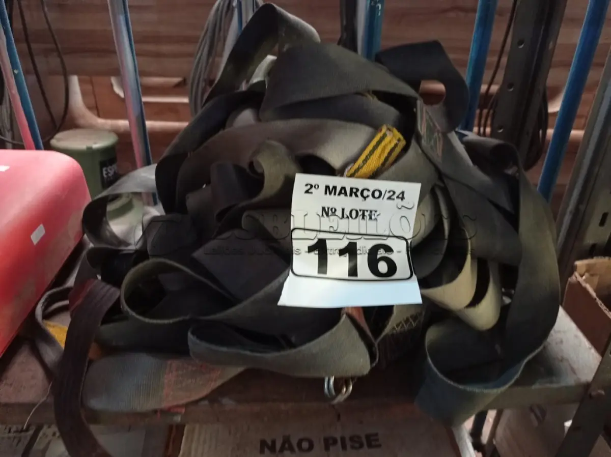 LOTE 116 - 05 CINTOS DE SEGURANÇA NO TRABALHO. (NO ESTADO) ATENÇÃO! FAZER A VISITAÇÃO ANTES DE ARREMATAR, NÃO SABEMOS SE FUNCIONA. LEILÃO NÃO TEM GARANTIA E NEM DEVOLUÇÃO, SUJEITO A POSSÍVEIS AVARIAS VISÍVEIS/OCULTAS E/OU AUSÊNCIA DE COMPONENTES.