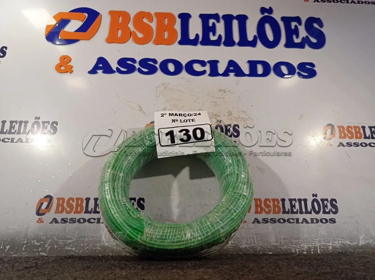 LOTE 130 - 01 ROLO DE CABO FLEXÍVEL 100M 1X4MM NA COR VERDE(NOVO). (NO ESTADO) ATENÇÃO! FAZER A VISITAÇÃO ANTES DE ARREMATAR, NÃO SABEMOS SE FUNCIONA. LEILÃO NÃO TEM GARANTIA E NEM DEVOLUÇÃO, SUJEITO A POSSÍVEIS AVARIAS VISÍVEIS/OCULTAS E/OU AUSÊNCIA DE COMPONENTES.