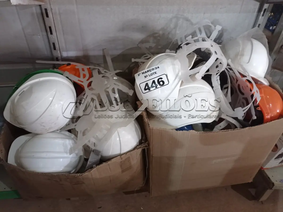 LOTE 446 - 01 LOTE COM VÁRIOS CAPACETES DE SEGURANÇA NO TRABALHO. (NO ESTADO) ATENÇÃO! FAZER A VISITAÇÃO ANTES DE ARREMATAR, NÃO SABEMOS SE FUNCIONA. LEILÃO NÃO TEM GARANTIA E NEM DEVOLUÇÃO, SUJEITO A POSSÍVEIS AVARIAS VISÍVEIS/OCULTAS E/OU AUSÊNCIA DE COMPONENTES.