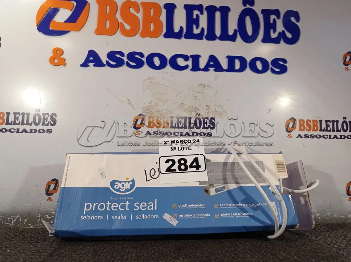 LOTE 284 - 01 SELADORA AGIR. (NO ESTADO) ATENÇÃO! FAZER A VISITAÇÃO ANTES DE ARREMATAR, NÃO SABEMOS SE FUNCIONA. LEILÃO NÃO TEM GARANTIA E NEM DEVOLUÇÃO, SUJEITO A POSSÍVEIS AVARIAS VISÍVEIS/OCULTAS E/OU AUSÊNCIA DE COMPONENTES.