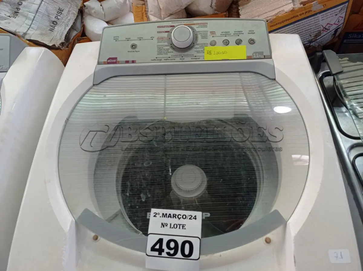 LOTE 490 - 01 MÁQUINA DE LAVAR ROUPAS MARCA BRASTEMP 11KG 220V. (NO ESTADO) ATENÇÃO! FAZER A VISITAÇÃO ANTES DE ARREMATAR, NÃO SABEMOS SE FUNCIONA. LEILÃO NÃO TEM GARANTIA E NEM DEVOLUÇÃO, SUJEITO A POSSÍVEIS AVARIAS VISÍVEIS/OCULTAS E/OU AUSÊNCIA DE COMPONENTES.