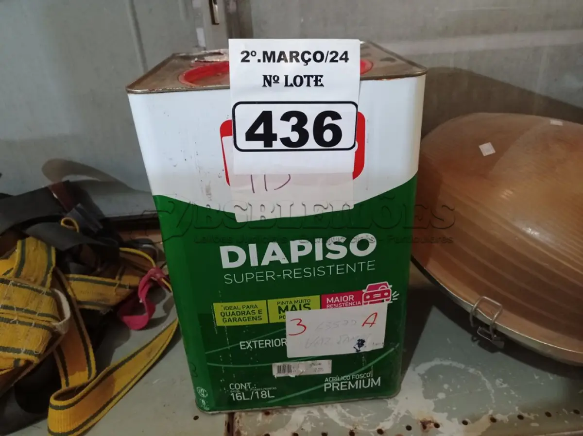 LOTE 436 - 01 LATA DE TINTA IQUINE PINTALAR FOSCO AVELUDADO 18L NA COR PÊSSEGO. (NO ESTADO) ATENÇÃO! FAZER A VISITAÇÃO ANTES DE ARREMATAR, NÃO SABEMOS SE FUNCIONA. LEILÃO NÃO TEM GARANTIA E NEM DEVOLUÇÃO, SUJEITO A POSSÍVEIS AVARIAS VISÍVEIS/OCULTAS E/OU AUSÊNCIA DE COMPONENTES.
