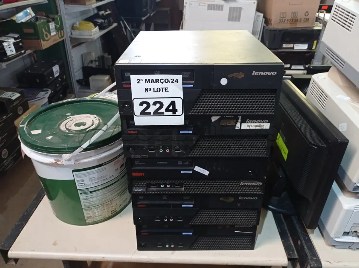LOTE 224 - 05 CPU’S MARCAS LENOVO PARA RETIRADA DE PEÇAS. (NO ESTADO) ATENÇÃO! FAZER A VISITAÇÃO ANTES DE ARREMATAR, NÃO SABEMOS SE FUNCIONA. LEILÃO NÃO TEM GARANTIA E NEM DEVOLUÇÃO, SUJEITO A POSSÍVEIS AVARIAS VISÍVEIS/OCULTAS E/OU AUSÊNCIA DE COMPONENTES.