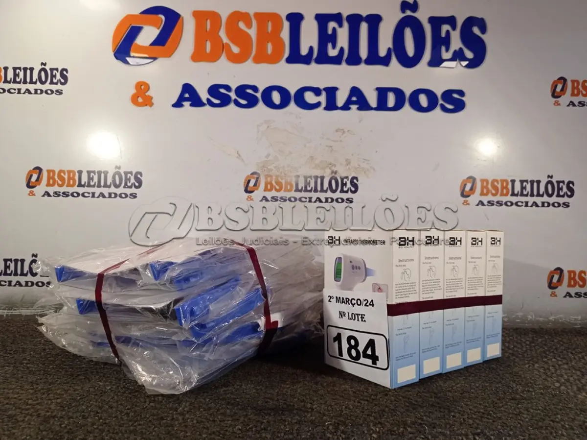 LOTE 184 - 10 MÁSCARAS DE PROTEÇÃO E 05 TERMÔMETROS DIGITAIS. (NO ESTADO) ATENÇÃO! FAZER A VISITAÇÃO ANTES DE ARREMATAR, NÃO SABEMOS SE FUNCIONA. LEILÃO NÃO TEM GARANTIA E NEM DEVOLUÇÃO, SUJEITO A POSSÍVEIS AVARIAS VISÍVEIS/OCULTAS E/OU AUSÊNCIA DE COMPONENTES.