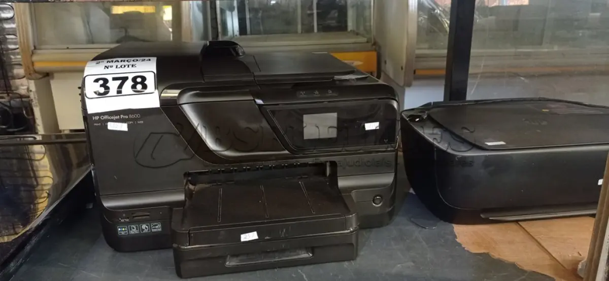 LOTE 378 - 02 IMPRESSORAS MARCAS HP SENDO 01 ECO TANQUE. (NO ESTADO) ATENÇÃO! FAZER A VISITAÇÃO ANTES DE ARREMATAR, NÃO SABEMOS SE FUNCIONA. LEILÃO NÃO TEM GARANTIA E NEM DEVOLUÇÃO, SUJEITO A POSSÍVEIS AVARIAS VISÍVEIS/OCULTAS E/OU AUSÊNCIA DE COMPONENTES.