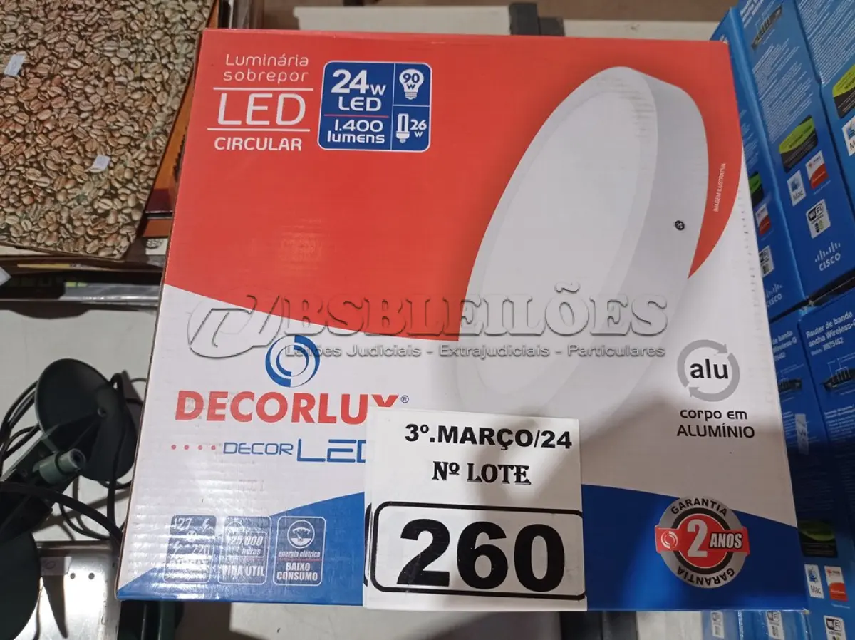 LOTE 260 - 06 PAINÉIS DE LED SOBREPOR CIRCULAR 24W 220V1400 LUMENS DECORLUX (NOVO). (NO ESTADO) ATENÇÃO! FAZER A VISITAÇÃO ANTES DE ARREMATAR, NÃO SABEMOS SE FUNCIONA. LEILÃO NÃO TEM GARANTIA E NEM DEVOLUÇÃO, SUJEITO A POSSÍVEIS AVARIAS VISÍVEIS/OCULTAS E/OU AUSÊNCIA DE COMPONENTES.