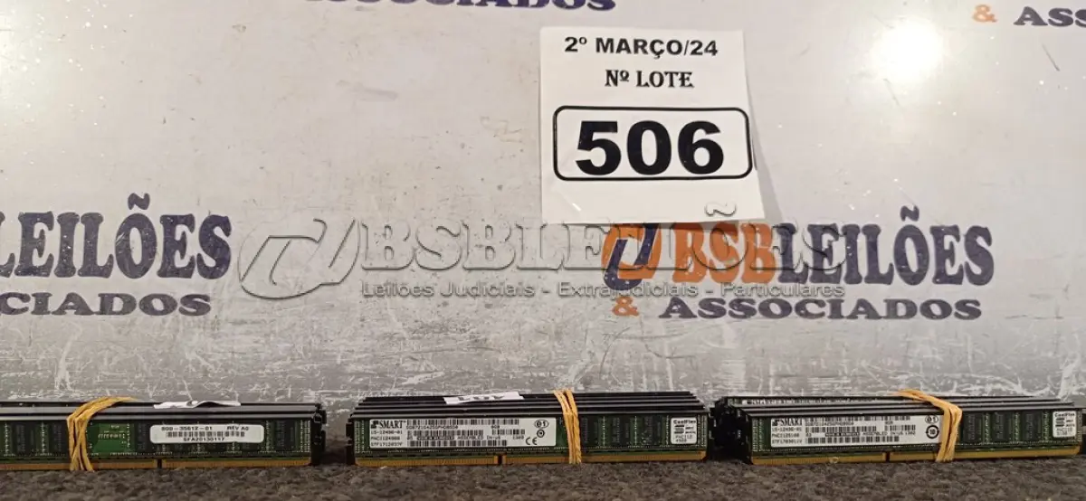 LOTE 506 - 24 MEMORIAS PARA SERVIDOR. (NO ESTADO) ATENÇÃO! FAZER A VISITAÇÃO ANTES DE ARREMATAR, NÃO SABEMOS SE FUNCIONA. LEILÃO NÃO TEM GARANTIA E NEM DEVOLUÇÃO, SUJEITO A POSSÍVEIS AVARIAS VISÍVEIS/OCULTAS E/OU AUSÊNCIA DE COMPONENTES.