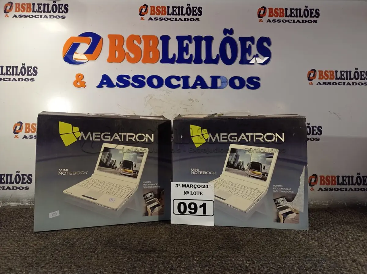 LOTE 091 - 02 NOTEBOOK’S MEGATRON. (NO ESTADO) ATENÇÃO! FAZER A VISITAÇÃO ANTES DE ARREMATAR, NÃO SABEMOS SE FUNCIONA. LEILÃO NÃO TEM GARANTIA E NEM DEVOLUÇÃO, SUJEITO A POSSÍVEIS AVARIAS VISÍVEIS/OCULTAS E/OU AUSÊNCIA DE COMPONENTES.