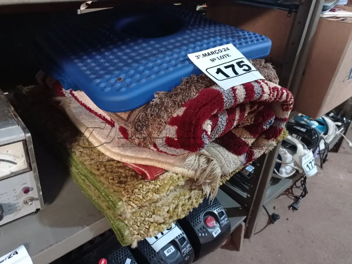LOTE 175 - 01 LOTE COM VÁRIOS TAPETES. (NO ESTADO) ATENÇÃO! FAZER A VISITAÇÃO ANTES DE ARREMATAR, NÃO SABEMOS SE FUNCIONA. LEILÃO NÃO TEM GARANTIA E NEM DEVOLUÇÃO, SUJEITO A POSSÍVEIS AVARIAS VISÍVEIS/OCULTAS E/OU AUSÊNCIA DE COMPONENTES.