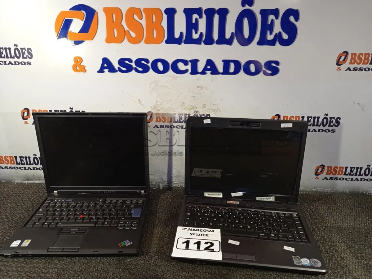 LOTE 112 - 02 NOTEBOOK’S MARCAS E MODELOS DIVERSOS PARA RETIRADA DE PEÇAS. (NO ESTADO) ATENÇÃO! FAZER A VISITAÇÃO ANTES DE ARREMATAR, NÃO SABEMOS SE FUNCIONA. LEILÃO NÃO TEM GARANTIA E NEM DEVOLUÇÃO, SUJEITO A POSSÍVEIS AVARIAS VISÍVEIS/OCULTAS E/OU AUSÊNCIA DE COMPONENTES.