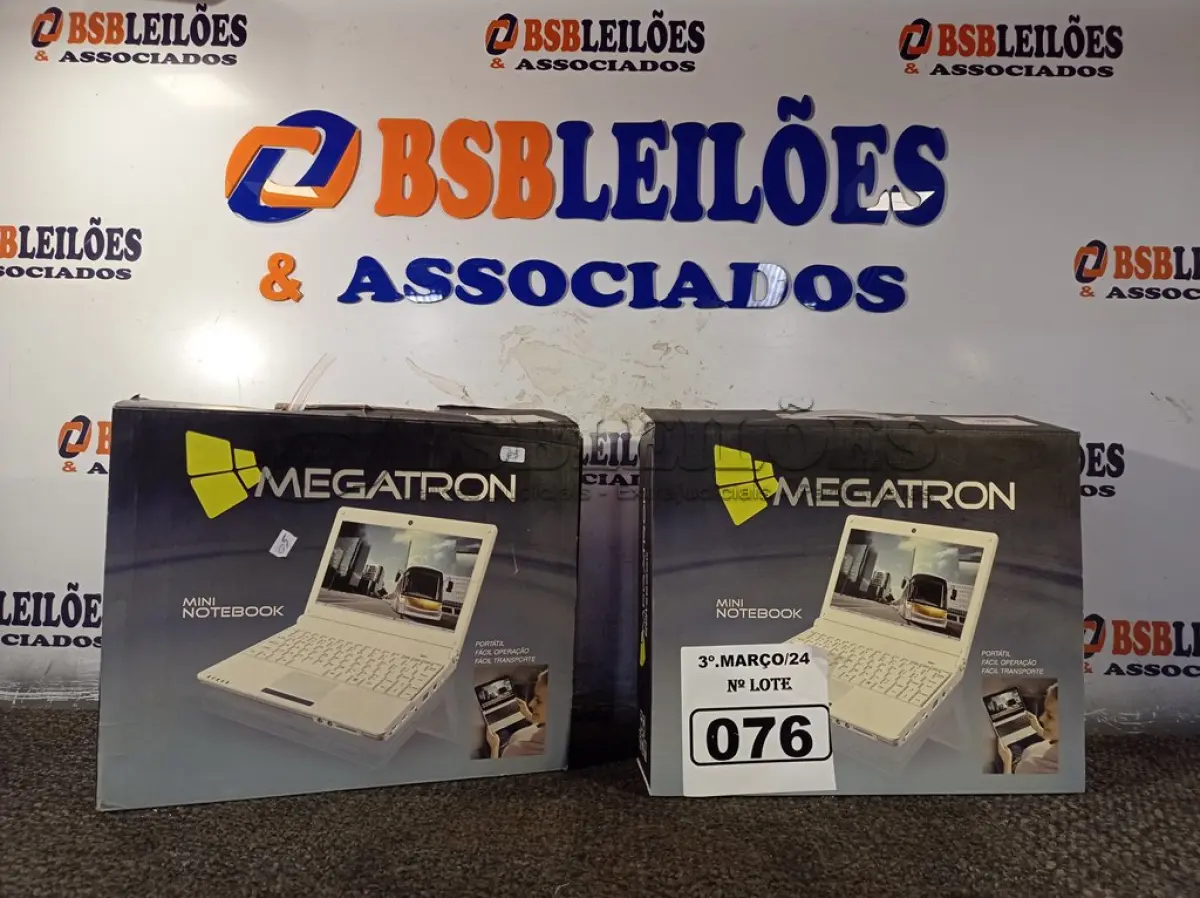 LOTE 076 - 02 NOTEBOOK’S MEGATRON. (NO ESTADO) ATENÇÃO! FAZER A VISITAÇÃO ANTES DE ARREMATAR, NÃO SABEMOS SE FUNCIONA. LEILÃO NÃO TEM GARANTIA E NEM DEVOLUÇÃO, SUJEITO A POSSÍVEIS AVARIAS VISÍVEIS/OCULTAS E/OU AUSÊNCIA DE COMPONENTES.