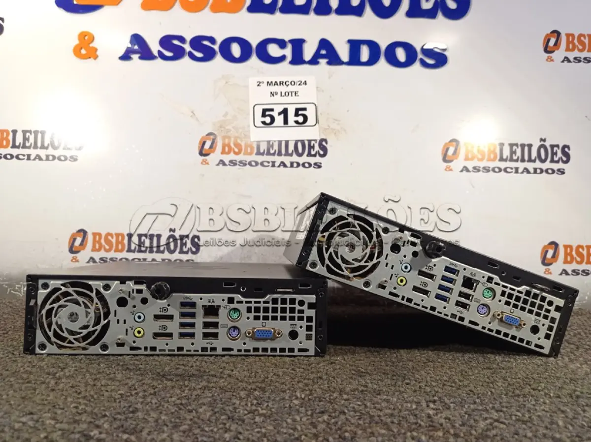LOTE 515 - 02 MINIS PC MARCA HP. (NO ESTADO) ATENÇÃO! FAZER A VISITAÇÃO ANTES DE ARREMATAR, NÃO SABEMOS SE FUNCIONA. LEILÃO NÃO TEM GARANTIA E NEM DEVOLUÇÃO, SUJEITO A POSSÍVEIS AVARIAS VISÍVEIS/OCULTAS E/OU AUSÊNCIA DE COMPONENTES.