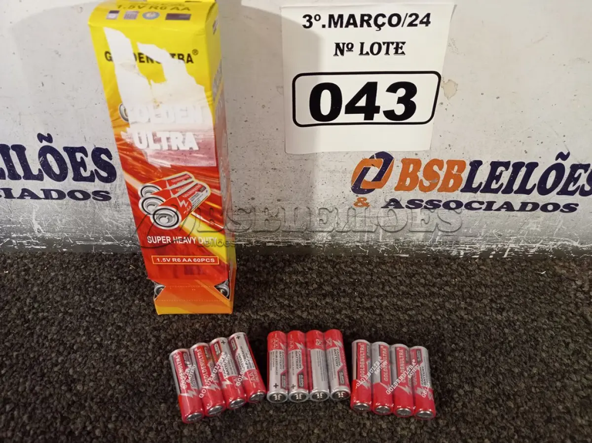 LOTE 043 - 60 PEÇAS DE PILHAS “AA”. (NO ESTADO) ATENÇÃO! FAZER A VISITAÇÃO ANTES DE ARREMATAR, NÃO SABEMOS SE FUNCIONA. LEILÃO NÃO TEM GARANTIA E NEM DEVOLUÇÃO, SUJEITO A POSSÍVEIS AVARIAS VISÍVEIS/OCULTAS E/OU AUSÊNCIA DE COMPONENTES.