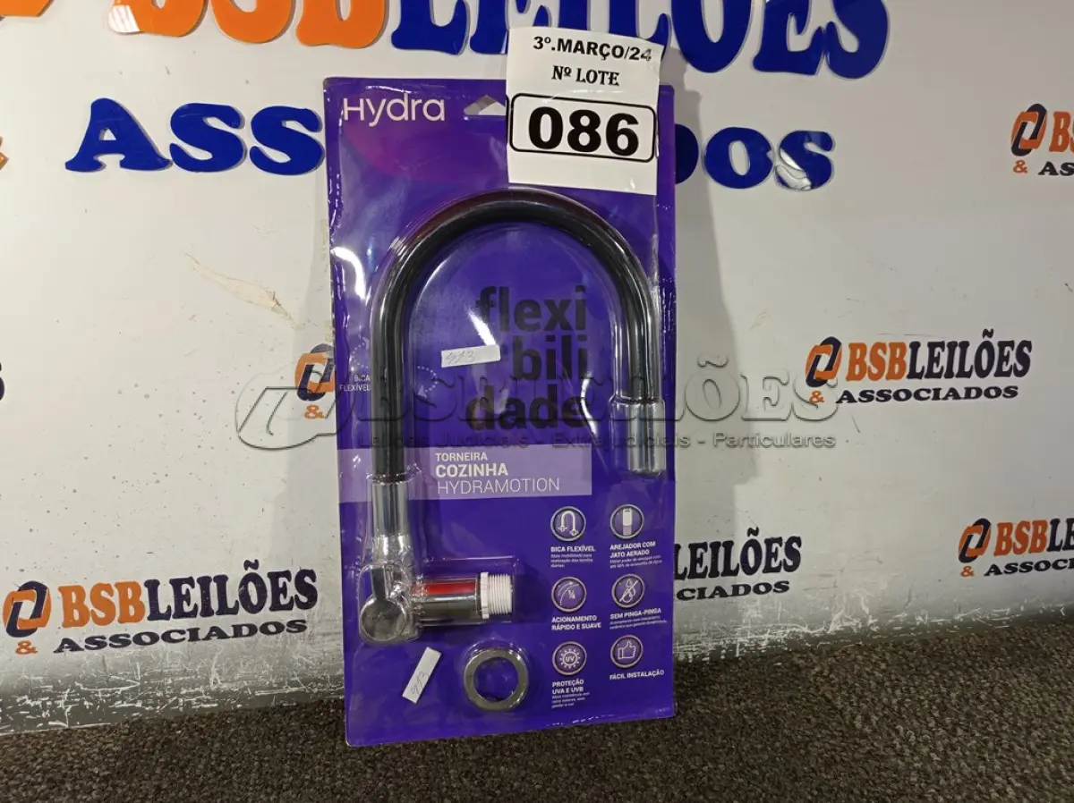 LOTE 086 - 01 TORNEIRA DE COZINHA PAREDE HYDRAMOTION HYDRA. (NO ESTADO) ATENÇÃO! FAZER A VISITAÇÃO ANTES DE ARREMATAR, NÃO SABEMOS SE FUNCIONA. LEILÃO NÃO TEM GARANTIA E NEM DEVOLUÇÃO, SUJEITO A POSSÍVEIS AVARIAS VISÍVEIS/OCULTAS E/OU AUSÊNCIA DE COMPONENTES.