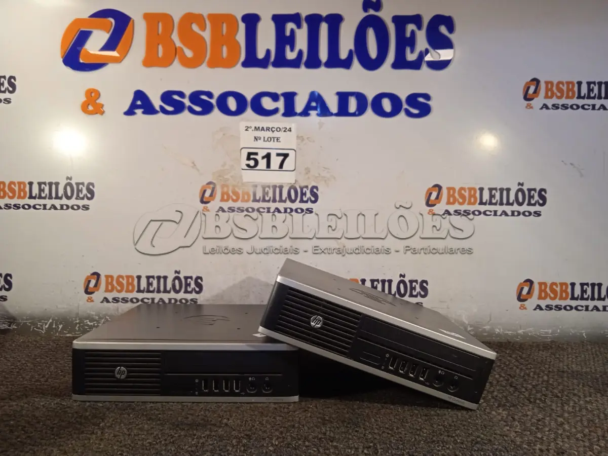 LOTE 517 - 02 MINIS PC MARCA HP. (NO ESTADO) ATENÇÃO! FAZER A VISITAÇÃO ANTES DE ARREMATAR, NÃO SABEMOS SE FUNCIONA. LEILÃO NÃO TEM GARANTIA E NEM DEVOLUÇÃO, SUJEITO A POSSÍVEIS AVARIAS VISÍVEIS/OCULTAS E/OU AUSÊNCIA DE COMPONENTES.