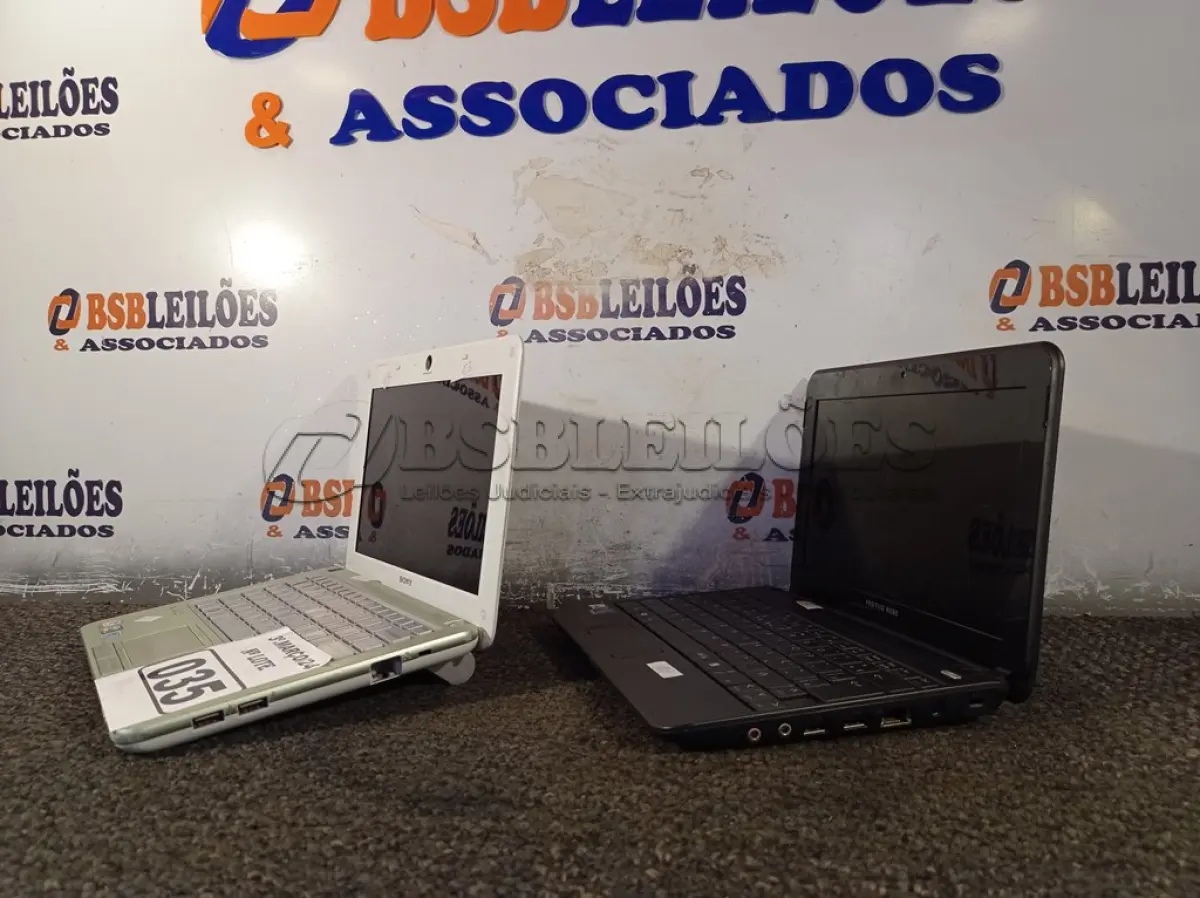 LOTE 035 - 02 NETBOOK’S MARCAS E MODELOS DIVERSOS. (NO ESTADO) ATENÇÃO! FAZER A VISITAÇÃO ANTES DE ARREMATAR, NÃO SABEMOS SE FUNCIONA. LEILÃO NÃO TEM GARANTIA E NEM DEVOLUÇÃO, SUJEITO A POSSÍVEIS AVARIAS VISÍVEIS/OCULTAS E/OU AUSÊNCIA DE COMPONENTES.