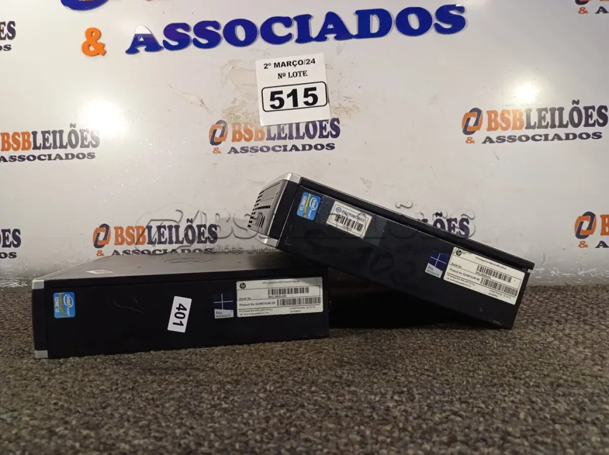LOTE 515 - 02 MINIS PC MARCA HP. (NO ESTADO) ATENÇÃO! FAZER A VISITAÇÃO ANTES DE ARREMATAR, NÃO SABEMOS SE FUNCIONA. LEILÃO NÃO TEM GARANTIA E NEM DEVOLUÇÃO, SUJEITO A POSSÍVEIS AVARIAS VISÍVEIS/OCULTAS E/OU AUSÊNCIA DE COMPONENTES.