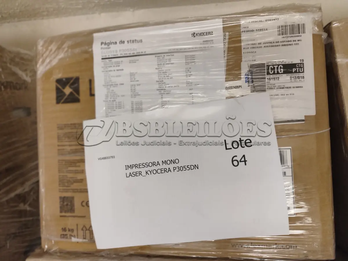 LOTE 064 - 03 IMPRESSORAS MONO LASER_KYOCERA P3055DN, 02 MULTIFUNCIONAIS MONO LASER_KYOCERA M3550IDN E 01 MULTIFUNCIONAL MONO LASER M3655IDN_KYOCERAECOSYS. (NO ESTADO)