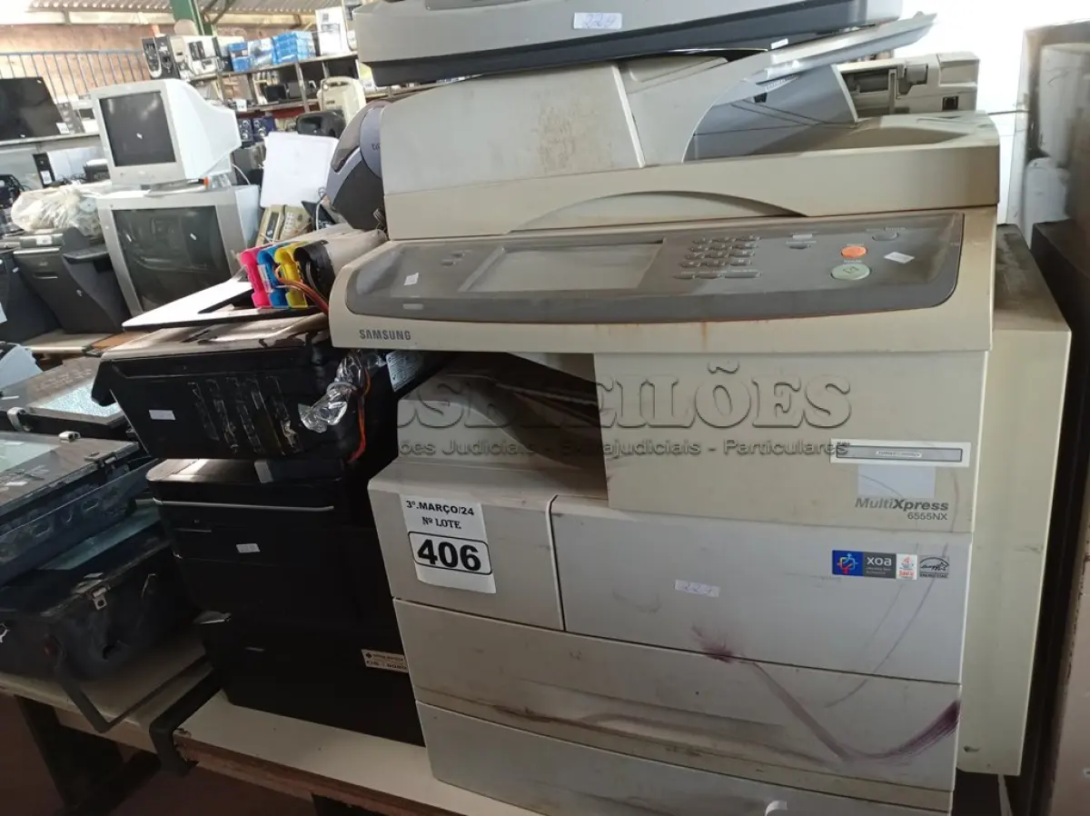 LOTE 406 - 10 IMPRESSORAS MARCAS E MODELOS DIVERSOS PARA RETIRADA DE PEÇAS. (NO ESTADO) ATENÇÃO! FAZER A VISITAÇÃO ANTES DE ARREMATAR, NÃO SABEMOS SE FUNCIONA. LEILÃO NÃO TEM GARANTIA E NEM DEVOLUÇÃO, SUJEITO A POSSÍVEIS AVARIAS VISÍVEIS/OCULTAS E/OU AUSÊNCIA DE COMPONENTES.