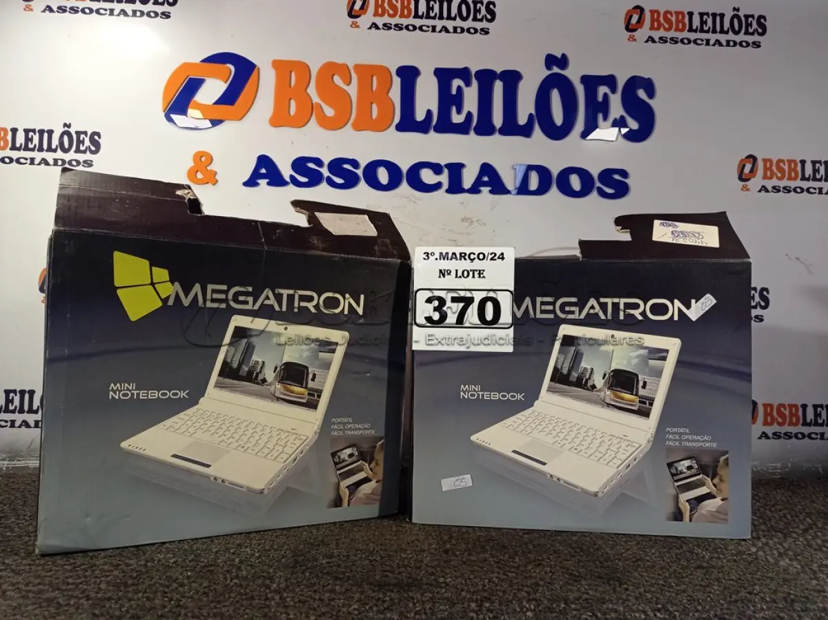 LOTE 370 - 02 NOTEBOOK’S MEGATRON. (NO ESTADO) ATENÇÃO! FAZER A VISITAÇÃO ANTES DE ARREMATAR, NÃO SABEMOS SE FUNCIONA. LEILÃO NÃO TEM GARANTIA E NEM DEVOLUÇÃO, SUJEITO A POSSÍVEIS AVARIAS VISÍVEIS/OCULTAS E/OU AUSÊNCIA DE COMPONENTES.