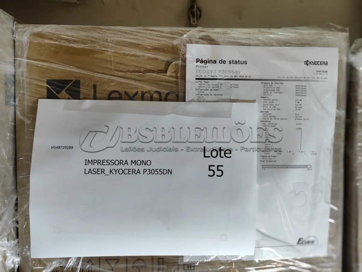 LOTE 055 - 25 IMPRESSORAS MONOLASER_KYOCERA P3055DN. (NO ESTADO)