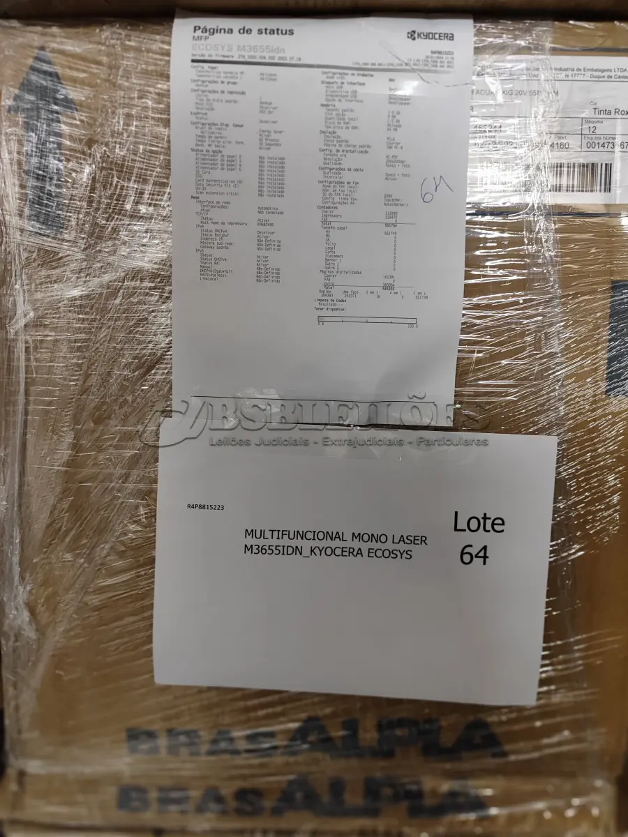 LOTE 064 - 03 IMPRESSORAS MONO LASER_KYOCERA P3055DN, 02 MULTIFUNCIONAIS MONO LASER_KYOCERA M3550IDN E 01 MULTIFUNCIONAL MONO LASER M3655IDN_KYOCERAECOSYS. (NO ESTADO)