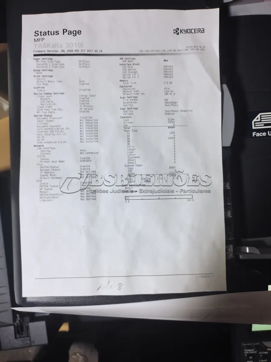 LOTE 008 - 01 MULTIFUNCIONAL MONO LASER_KYOCERA TASKALFA 3010I + GRAMPEADOR 50 FLS + GABINETE COM RODAS E 01 MULTIFUNCIONAL COLOR LASER_KYOCERA TASKALFA 4551CI + GABINETE COM RODAS (NO ESTADO)