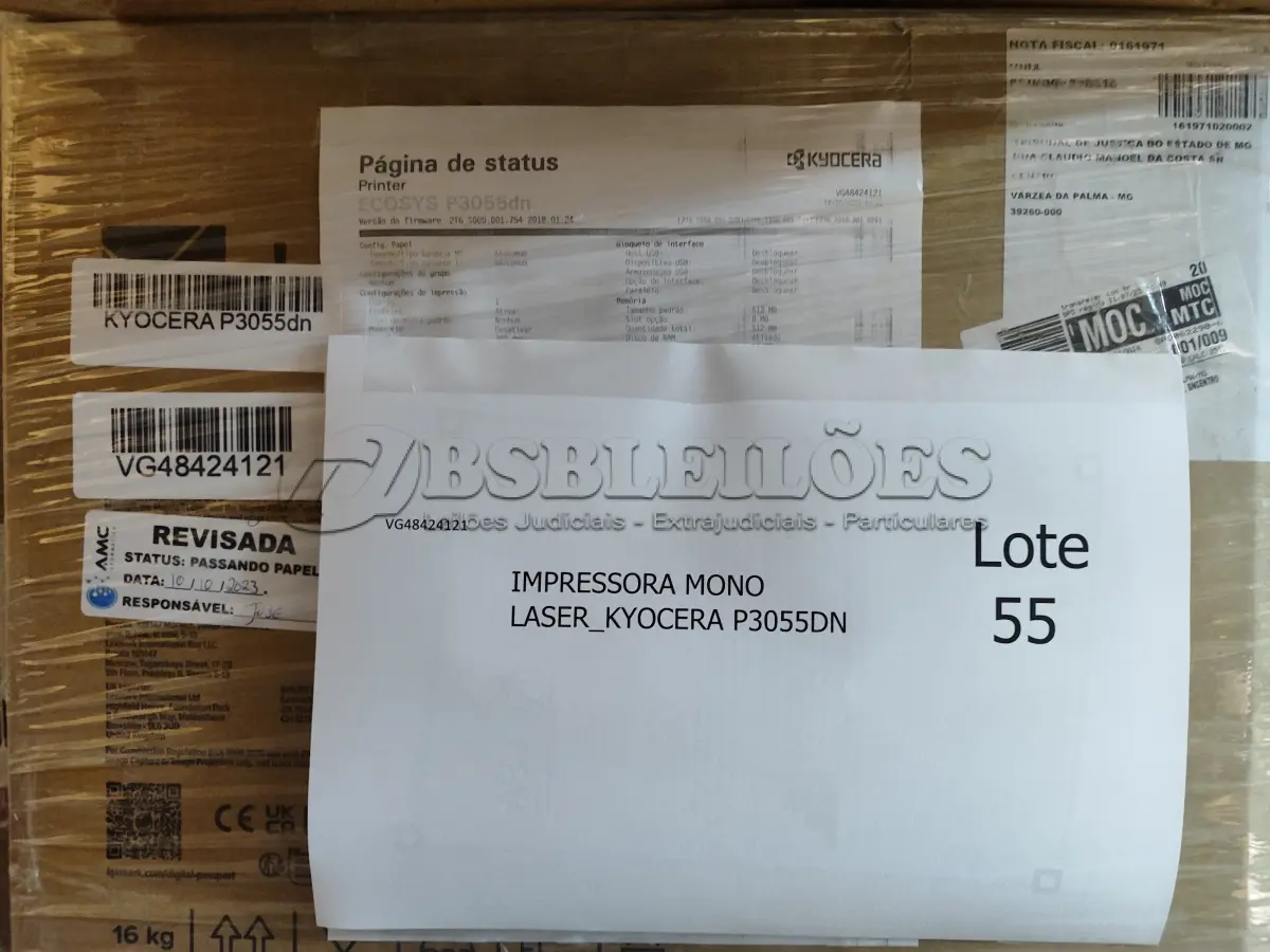 LOTE 055 - 25 IMPRESSORAS MONOLASER_KYOCERA P3055DN. (NO ESTADO)