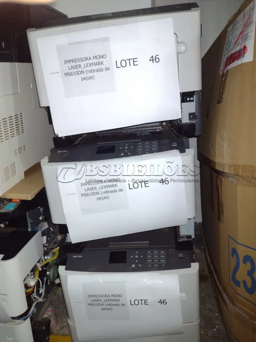 LOTE 046 - 03 IMPRESSORAS MONO LASER_LEXMARKMS610DN (RETIRADA DE PEÇAS). (NO ESTADO)