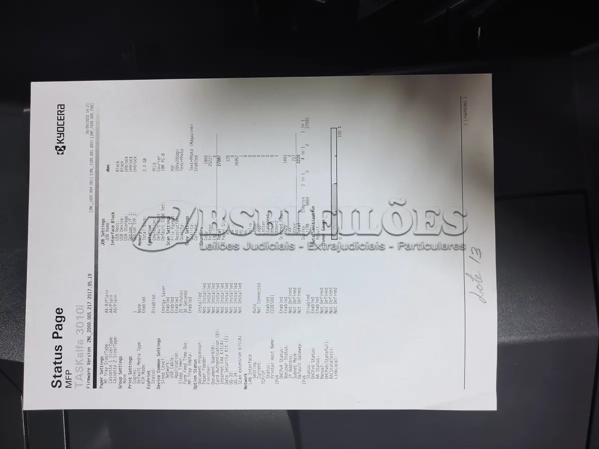 LOTE 013 - 01 MULTIFUNCIONAL MONO LASER_KYOCERA TASKALFA 5002I + GRAMPEADOR 50 FLS + GABINETE COM RODAS ; 03 MULTIFUNCIONAL MONO LASER_KYOCERA TASKALFA 3010I + GRAMPEADOR 50 FLS + GABINETE COM RODAS (NO ESTADO)