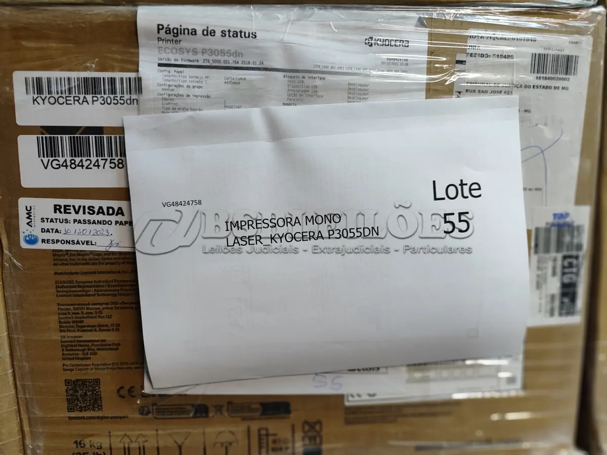 LOTE 055 - 25 IMPRESSORAS MONOLASER_KYOCERA P3055DN. (NO ESTADO)