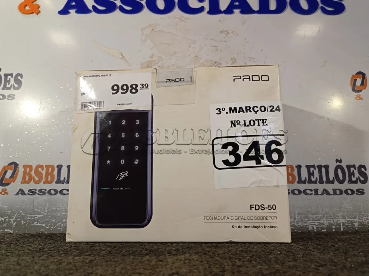 LOTE 346 - 01 FECHADURA DIGITAL FDS-50 EP MARCA PADO. (NOVO) (NO ESTADO) ATENÇÃO! FAZER A VISITAÇÃO ANTES DE ARREMATAR, NÃO SABEMOS SE FUNCIONA. LEILÃO NÃO TEM GARANTIA E NEM DEVOLUÇÃO, SUJEITO A POSSÍVEIS AVARIAS VISÍVEIS/OCULTAS E/OU AUSÊNCIA DE COMPONENTES.