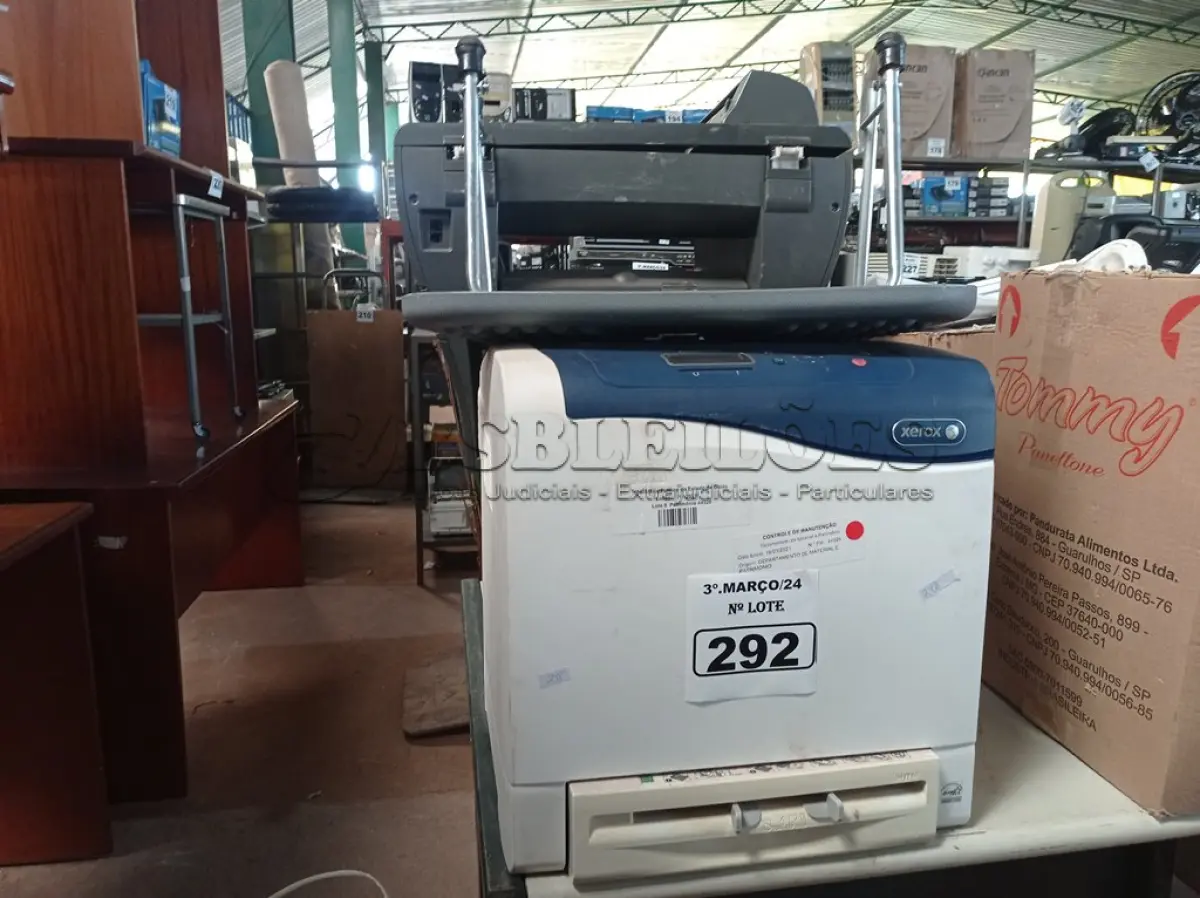 LOTE 292 - 03 IMPRESSORAS MARCAS E MODELOS DIVERSOS PARA RETIRADA DE PEÇAS. (NO ESTADO) ATENÇÃO! FAZER A VISITAÇÃO ANTES DE ARREMATAR, NÃO SABEMOS SE FUNCIONA. LEILÃO NÃO TEM GARANTIA E NEM DEVOLUÇÃO, SUJEITO A POSSÍVEIS AVARIAS VISÍVEIS/OCULTAS E/OU AUSÊNCIA DE COMPONENTES.