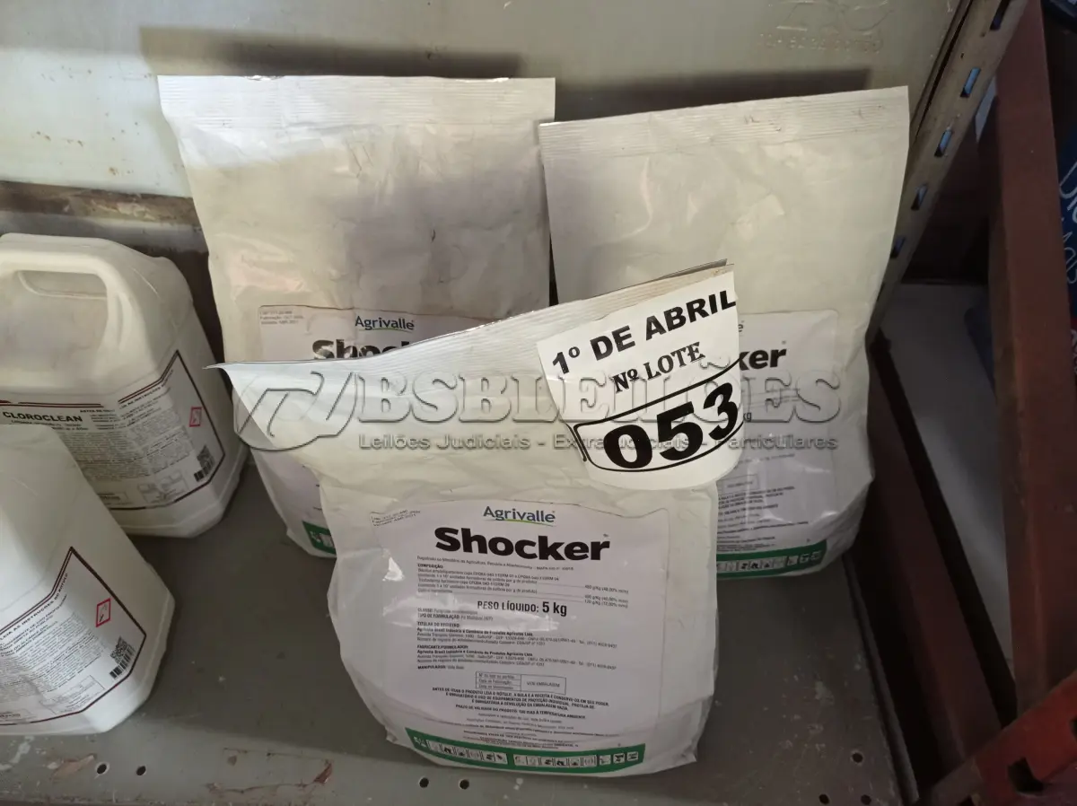 LOTE 053 - 15KG DE FUNGICIDA MICROBIOLÓGICO AGRIVALLE SHOCKER. (NO ESTADO) ATENÇÃO! FAZER A VISITAÇÃO ANTES DE ARREMATAR, NÃO SABEMOS SE FUNCIONA. LEILÃO NÃO TEM GARANTIA E NEM DEVOLUÇÃO, SUJEITO A POSSÍVEIS AVARIAS VISÍVEIS/OCULTAS E/OU AUSÊNCIA DE COMPONENTES.
