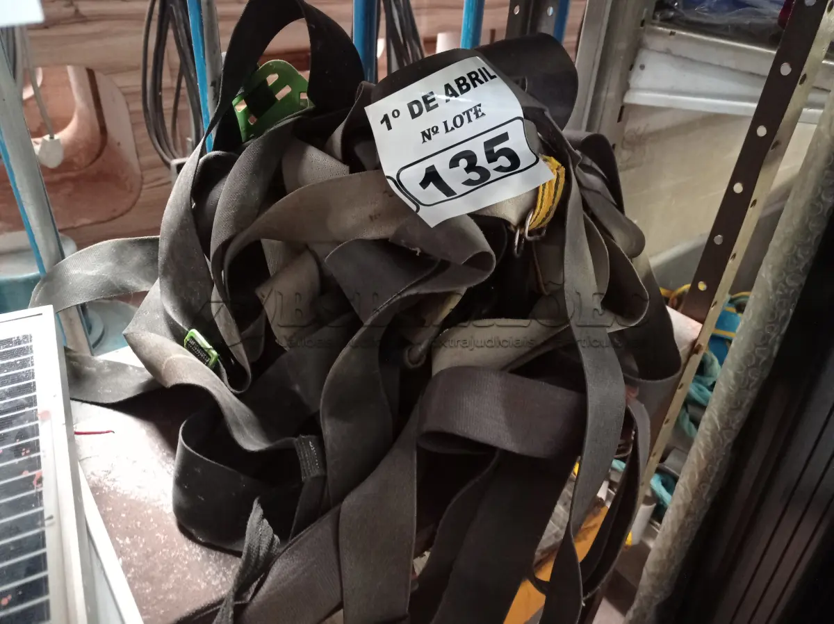 LOTE 135 - 05 CINTOS DE SEGURANÇA NO TRABALHO. (NO ESTADO) ATENÇÃO! FAZER A VISITAÇÃO ANTES DE ARREMATAR, NÃO SABEMOS SE FUNCIONA. LEILÃO NÃO TEM GARANTIA E NEM DEVOLUÇÃO, SUJEITO A POSSÍVEIS AVARIAS VISÍVEIS/OCULTAS E/OU AUSÊNCIA DE COMPONENTES.